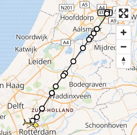 Vlucht Traumahelikopter PH-UMC van Amstelveen naar Rotterdam The Hague Airport op zaterdag 14 september 2024 3:48