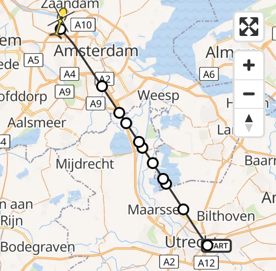 Vlucht Traumahelikopter PH-LLN van Universitair Medisch Centrum Utrecht naar Amsterdam Heliport op zaterdag 14 september 2024 6:22