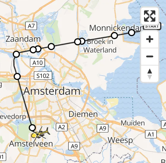 Vlucht Traumahelikopter PH-LLN van Marken naar Amstelveen op zaterdag 14 september 2024 11:54