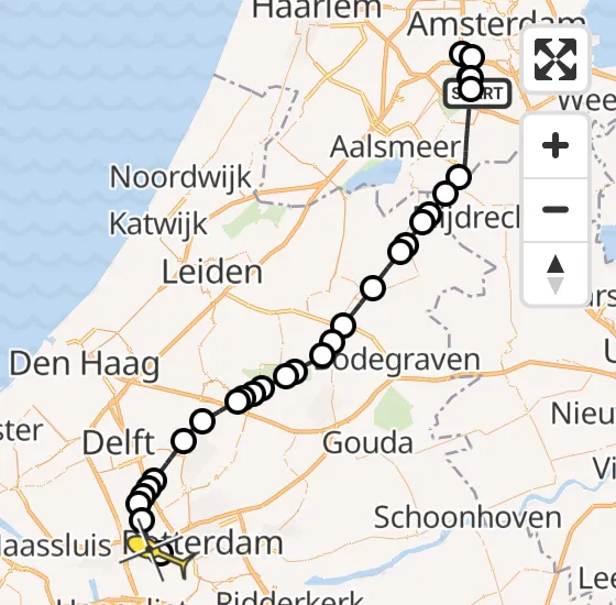 Vlucht Traumahelikopter PH-LLN van Amstelveen naar Rotterdam op zaterdag 14 september 2024 12:26