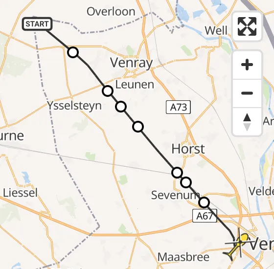 Vlucht Traumahelikopter PH-DOC van Vredepeel naar Venlo op zaterdag 14 september 2024 13:15