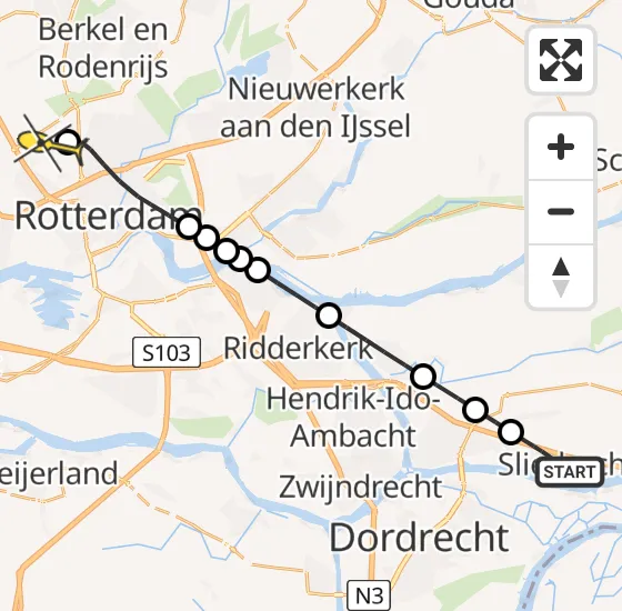 Vlucht Traumahelikopter PH-UMC van Sliedrecht naar Rotterdam The Hague Airport op zaterdag 14 september 2024 13:17