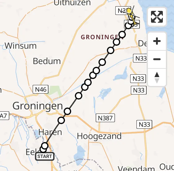 Vlucht Traumahelikopter PH-TTR van Groningen Airport Eelde naar Bierum op zaterdag 14 september 2024 13:19