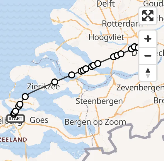 Vlucht Kustwachthelikopter PH-NCG van Vliegveld Midden-Zeeland naar Zwijndrecht op zaterdag 14 september 2024 14:43