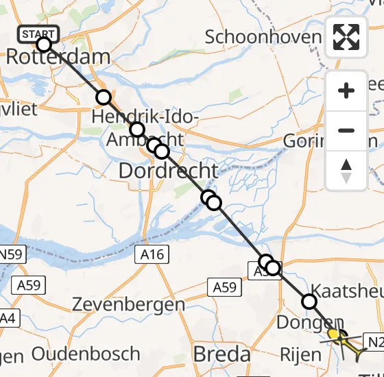 Vlucht Traumahelikopter PH-MAA van Rotterdam The Hague Airport naar Tilburg op zaterdag 14 september 2024 15:27