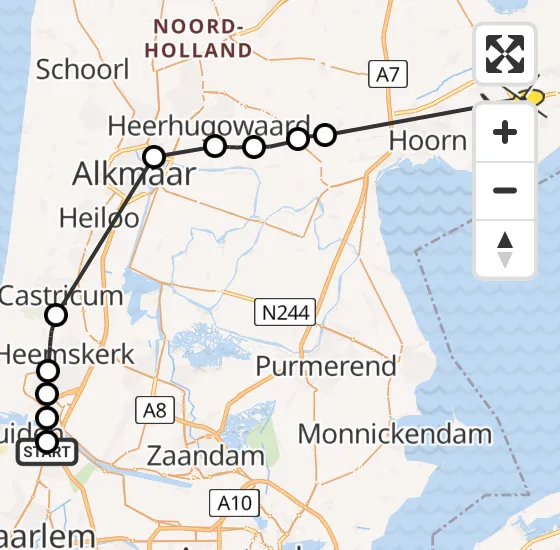 Vlucht Politiehelikopter PH-PXE van Velserbroek naar Hoogkarspel op zaterdag 14 september 2024 16:03