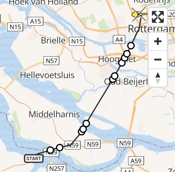 Vlucht Traumahelikopter PH-MAA van Bruinisse naar Rotterdam The Hague Airport op zaterdag 14 september 2024 16:54