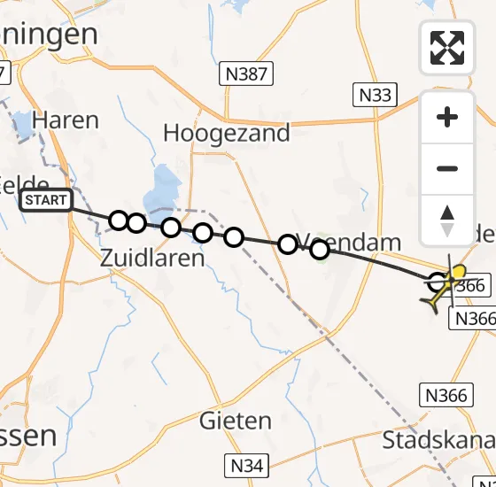 Vlucht Traumahelikopter PH-TTR van Groningen Airport Eelde naar Nieuwe Pekela op zaterdag 14 september 2024 17:03