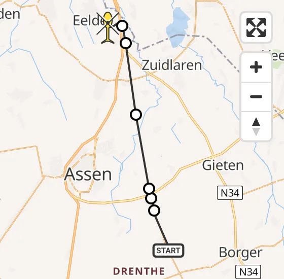 Vlucht Traumahelikopter PH-TTR van Grolloo naar Groningen Airport Eelde op zaterdag 14 september 2024 19:16