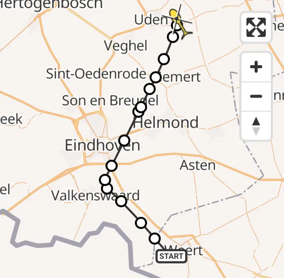 Vlucht Traumahelikopter PH-DOC van Weert naar Vliegbasis Volkel op zaterdag 14 september 2024 20:31