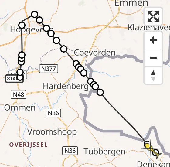 Vlucht Traumahelikopter PH-TTR van Balkbrug naar Denekamp op zaterdag 14 september 2024 22:36