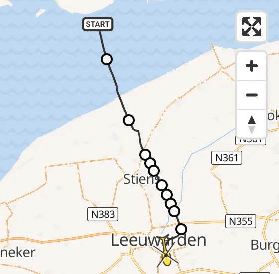 Vlucht Ambulancehelikopter PH-OOP van Ballum naar Leeuwarden op zaterdag 14 september 2024 22:48