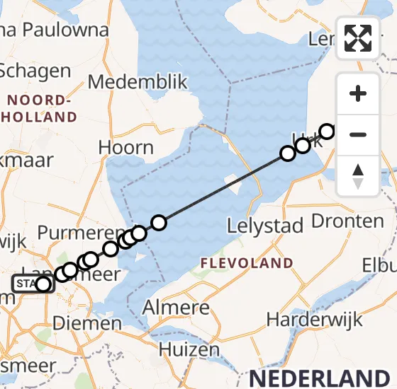 Vlucht Traumahelikopter PH-LLN van Amsterdam Heliport naar Emmeloord op zondag 15 september 2024 0:21