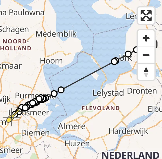 Vlucht Traumahelikopter PH-LLN van Emmeloord naar Amsterdam Heliport op zondag 15 september 2024 1:03