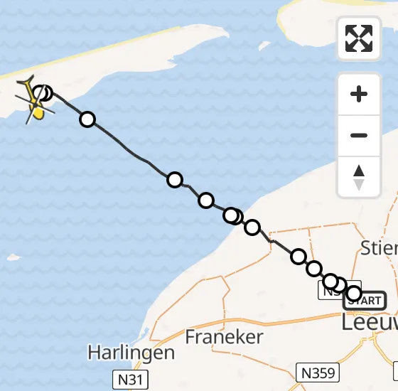 Vlucht Ambulancehelikopter PH-OOP van Marsum naar Midsland op zondag 15 september 2024 2:33