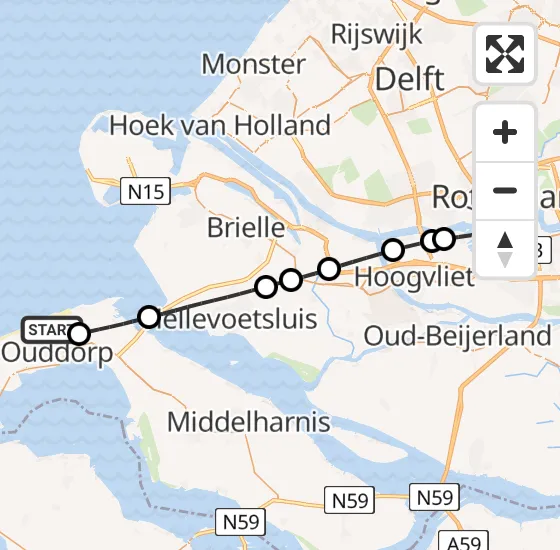 Vlucht Traumahelikopter PH-MAA van Ouddorp naar Erasmus MC op zondag 15 september 2024 3:18