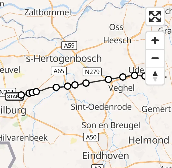 Vlucht Traumahelikopter PH-DOC van Tilburg naar Vliegbasis Volkel op zondag 15 september 2024 5:40