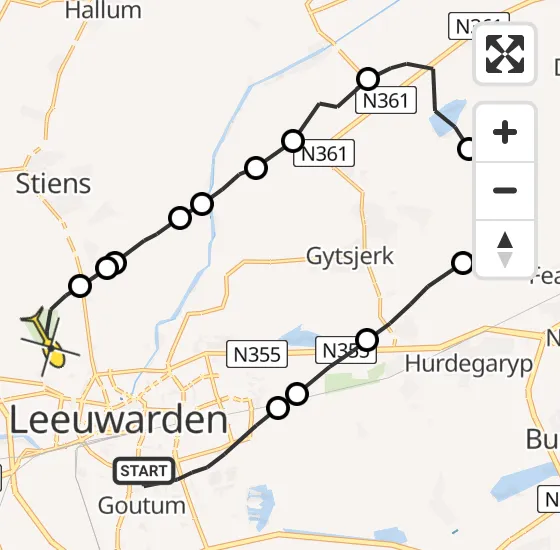 Vlucht Ambulancehelikopter PH-OOP van Leeuwarden naar Vliegbasis Leeuwarden op zondag 15 september 2024 10:08