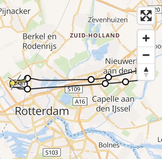 Vlucht Traumahelikopter PH-MAA van Rotterdam The Hague Airport naar Rotterdam The Hague Airport op zondag 15 september 2024 10:25