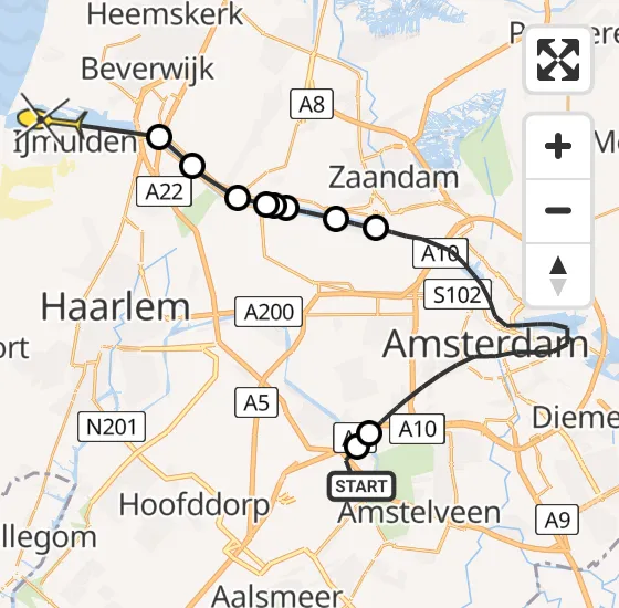 Vlucht Politiehelikopter PH-PXD van Schiphol naar IJmuiden Heliport op zondag 15 september 2024 10:38