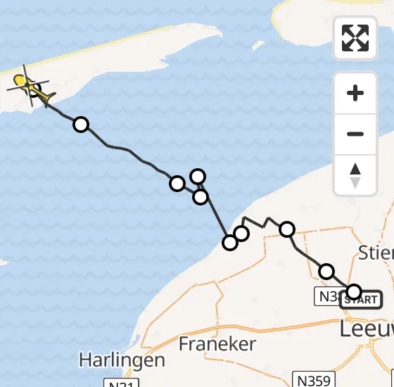 Vlucht Ambulancehelikopter PH-OOP van Leeuwarden naar Landerum op zondag 15 september 2024 12:05