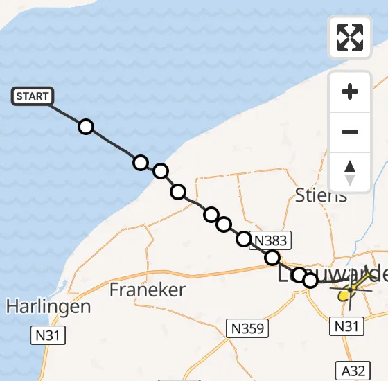 Vlucht Ambulancehelikopter PH-OOP van Oosterend naar Leeuwarden op zondag 15 september 2024 12:38