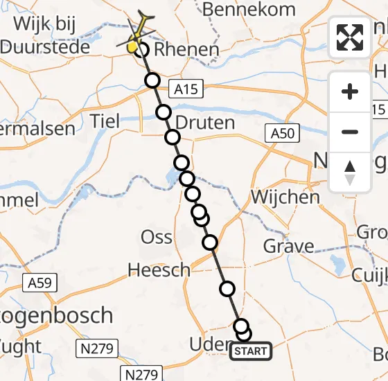 Vlucht Traumahelikopter PH-DOC van Vliegbasis Volkel naar Ingen op zondag 15 september 2024 13:21