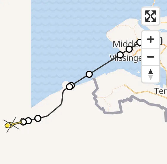 Vlucht Kustwachthelikopter PH-NCG van Vliegveld Midden-Zeeland naar  op zondag 15 september 2024 14:24