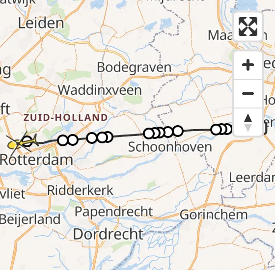 Vlucht Traumahelikopter PH-MAA van Vianen naar Rotterdam The Hague Airport op zondag 15 september 2024 14:35