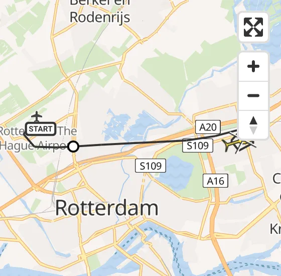 Vlucht Traumahelikopter PH-MAA van Rotterdam The Hague Airport naar Rotterdam op zondag 15 september 2024 15:45