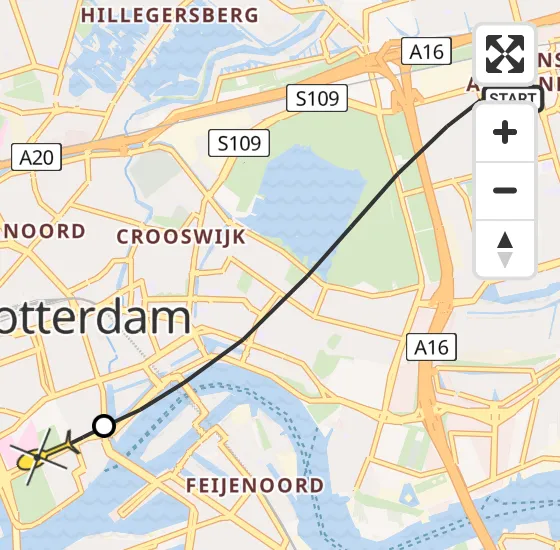 Vlucht Traumahelikopter PH-MAA van Rotterdam naar Erasmus MC op zondag 15 september 2024 16:12