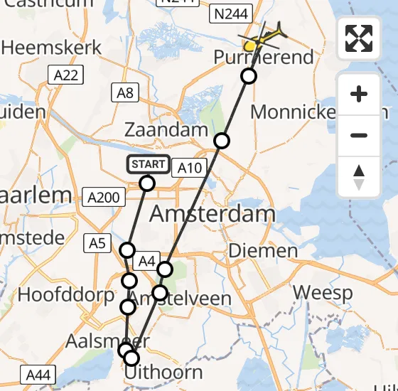 Vlucht Traumahelikopter PH-LLN van Amsterdam Heliport naar Purmerend op zondag 15 september 2024 17:52