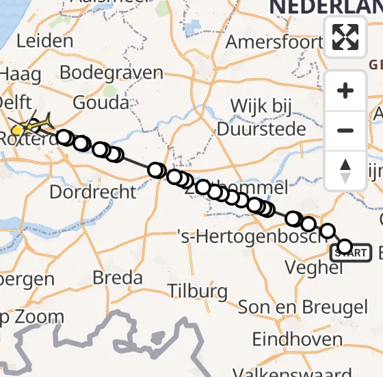 Vlucht Traumahelikopter PH-MAA van Vliegbasis Volkel naar Rotterdam The Hague Airport op zondag 15 september 2024 18:40