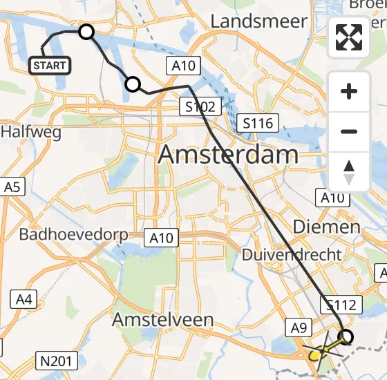 Vlucht Traumahelikopter PH-LLN van Amsterdam naar Academisch Medisch Centrum (AMC) op zondag 15 september 2024 19:01