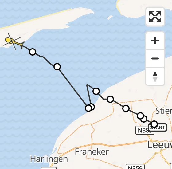 Vlucht Ambulancehelikopter PH-OOP van Leeuwarden naar Formerum op zondag 15 september 2024 19:07