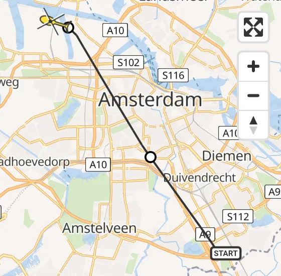 Vlucht Traumahelikopter PH-LLN van Academisch Medisch Centrum (AMC) naar Amsterdam Heliport op zondag 15 september 2024 19:27