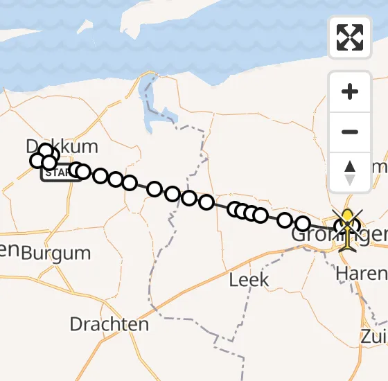 Vlucht Traumahelikopter PH-TTR van Damwâld naar Universitair Medisch Centrum Groningen op zondag 15 september 2024 19:41