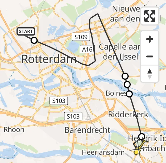 Vlucht Traumahelikopter PH-MAA van Rotterdam The Hague Airport naar Hendrik-Ido-Ambacht op zondag 15 september 2024 20:18