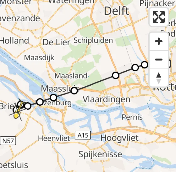 Vlucht Traumahelikopter PH-MAA van Rotterdam The Hague Airport naar Vierpolders op zondag 15 september 2024 22:46