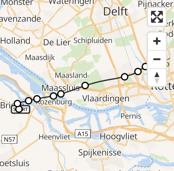 Vlucht Traumahelikopter PH-MAA van Vierpolders naar Rotterdam The Hague Airport op zondag 15 september 2024 22:56