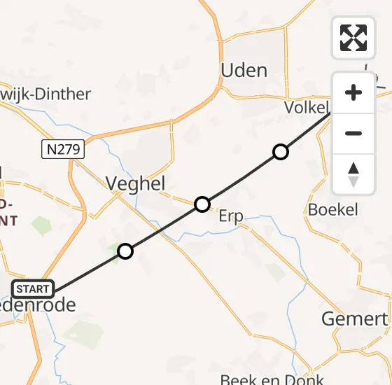 Vlucht Traumahelikopter PH-DOC van Sint-Oedenrode naar Vliegbasis Volkel op maandag 16 september 2024 2:57