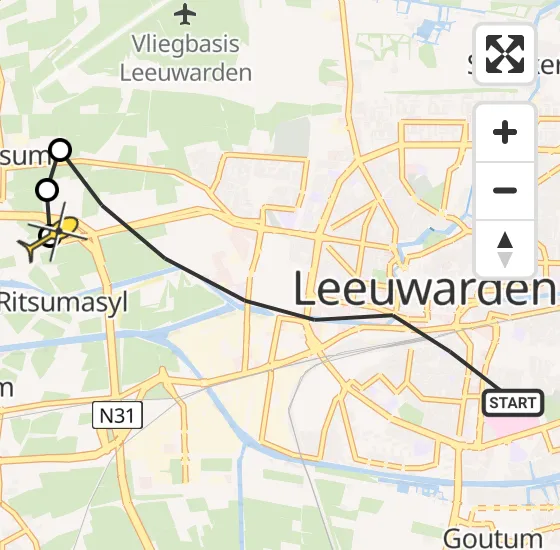 Vlucht Ambulancehelikopter PH-OOP van Leeuwarden naar Marsum op maandag 16 september 2024 11:16