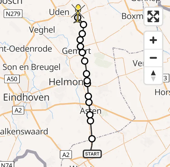 Vlucht Traumahelikopter PH-DOC van Nederweert naar Vliegbasis Volkel op maandag 16 september 2024 12:07