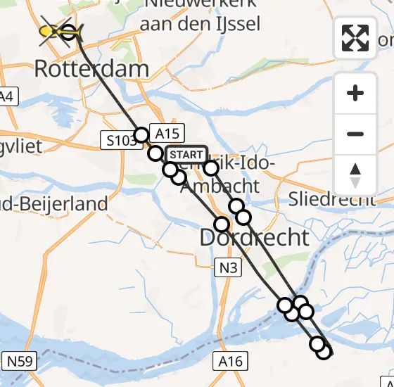 Vlucht Traumahelikopter PH-MAA van Ridderkerk naar Rotterdam The Hague Airport op maandag 16 september 2024 12:38