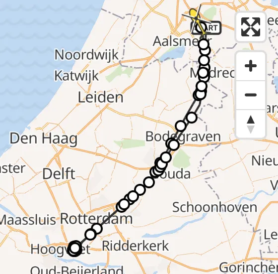 Vlucht Politiehelikopter PH-PXB van Amstelveen naar Aalsmeer op maandag 16 september 2024 20:48