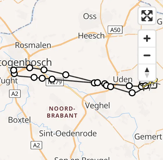 Vlucht Traumahelikopter PH-DOC van Vliegbasis Volkel naar Vliegbasis Volkel op maandag 16 september 2024 21:49