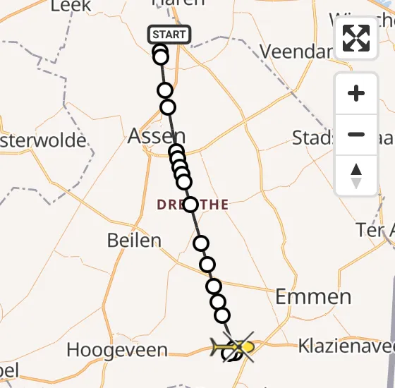 Vlucht Traumahelikopter PH-TTR van Groningen Airport Eelde naar Wachtum op maandag 16 september 2024 22:16