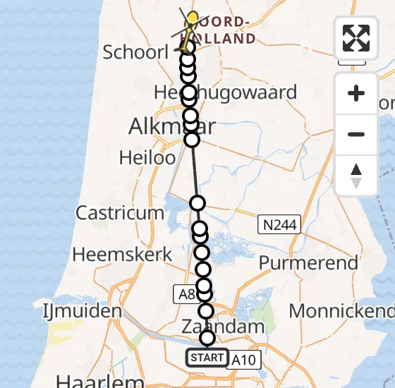 Vlucht Traumahelikopter PH-LLN van Amsterdam Heliport naar Oudkarspel op maandag 16 september 2024 22:49