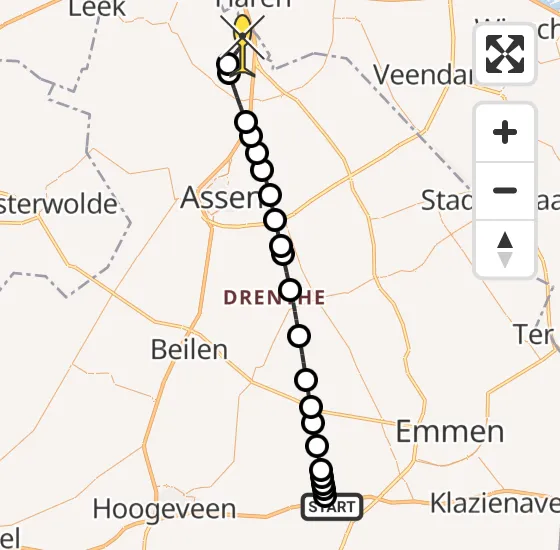 Vlucht Traumahelikopter PH-TTR van Wachtum naar Groningen Airport Eelde op maandag 16 september 2024 22:52