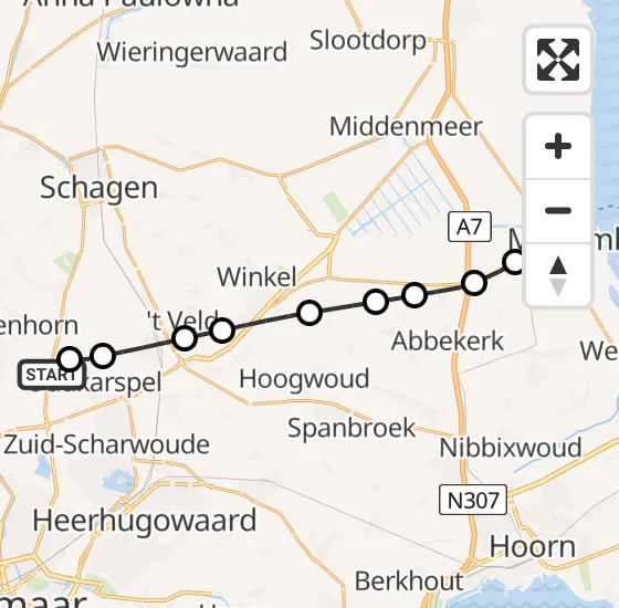 Vlucht Traumahelikopter PH-LLN van Oudkarspel naar Medemblik op maandag 16 september 2024 23:01